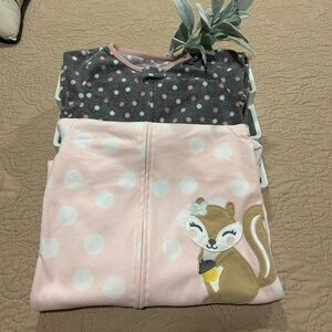 Lot of 2 Carter's Fleece Footie/Footless Pajamas